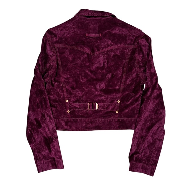 Vintage Jean Paul Gaultier Jeans Velvet Purple Gold Trucker Jacket Womens XS - Picture 2 of 14